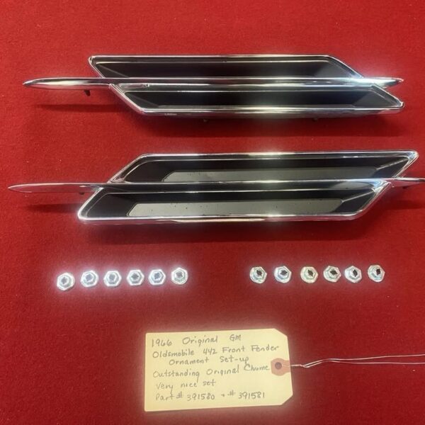 1966 original GM Oldsmobile 442 front fender ornaments